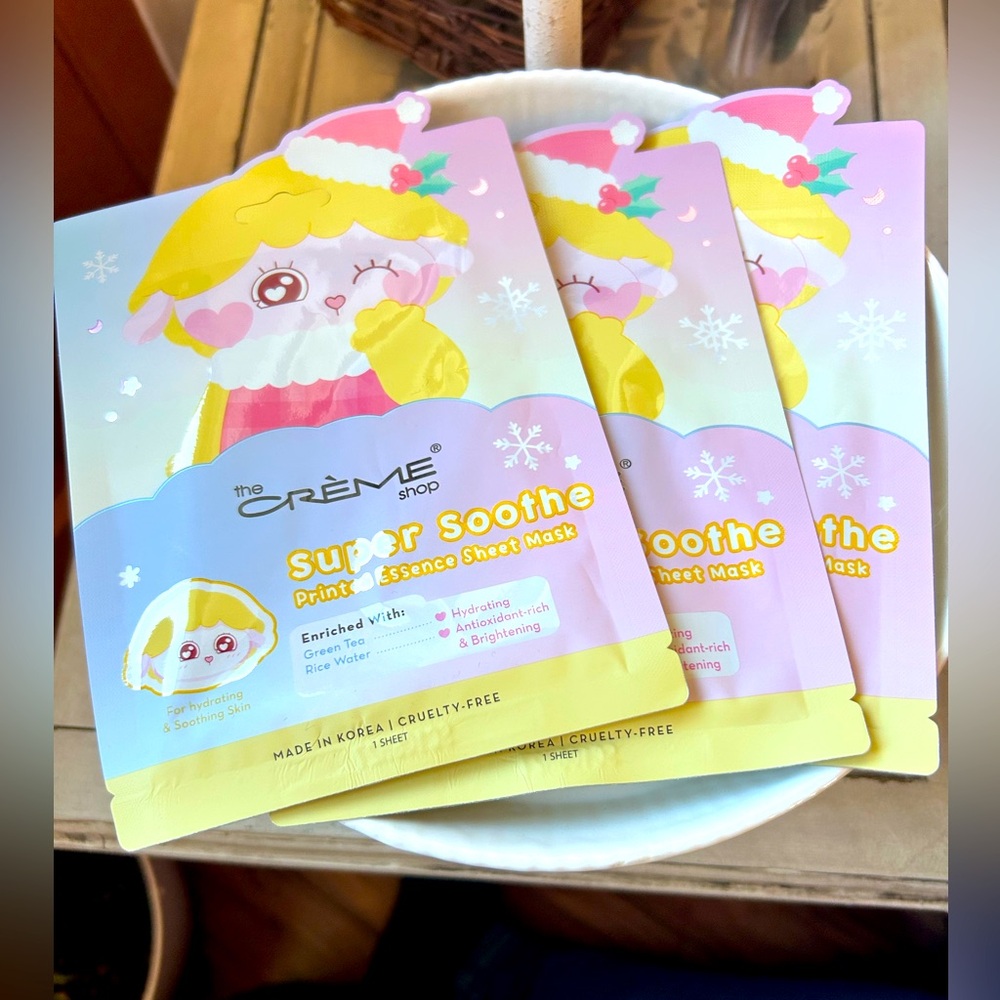 The Creme Shop Super Soothe Printed Essence Sheet Masks - Pack of 3 NEW